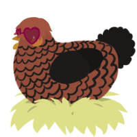 A russet and sable chicken with a lace pattern