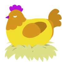 A yellow and ochre chicken with a head pattern