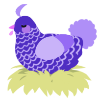 A indigo and lilac chicken with a lace pattern
