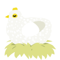 A white chicken with a speckle pattern