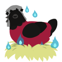 A crimson and sable chicken with a head pattern