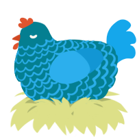 A sea and sky chicken with a lace pattern