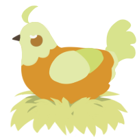 A orange and lemon chicken with a head pattern
