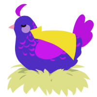 A indigo and amethyst chicken with a half-lace pattern