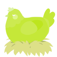 A lime chicken with a head pattern