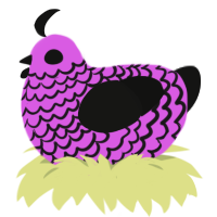 Getting Enough Sleep, a orchid and black chicken with a lace pattern