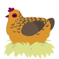 A orange and bark chicken with a half-lace pattern
