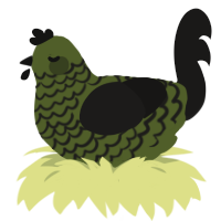 A olive and sable chicken with a lace pattern