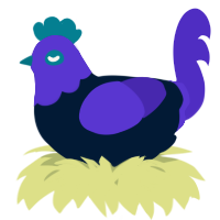 A tumblr and indigo chicken with a head pattern