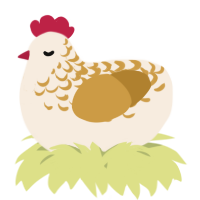 A cream and gold chicken with a half-lace pattern