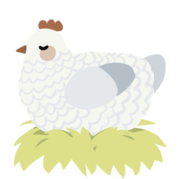 A white and mist chicken with a lace pattern