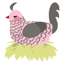 A rose and grey chicken with a lace pattern