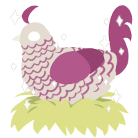 Celest, a beige and fuchsia chicken with a lace pattern