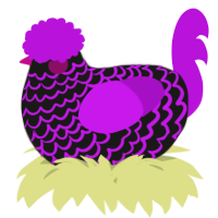A sable and amethyst chicken with a lace pattern