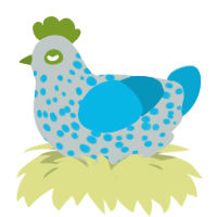 A silver and cerulean chicken with a speckle pattern