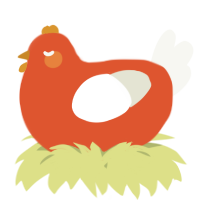 A vermilion and white chicken