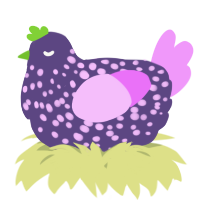 A overcast and lavender chicken with a speckle pattern