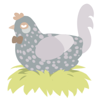 わがまま, a brown and olive chicken with a speckle pattern