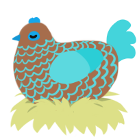 (unnamed), a brown and aqua chicken with a lace pattern
