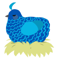 A ultramarine and cerulean chicken with a lace pattern