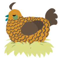 A orange and bark chicken with a lace pattern