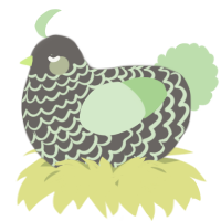 A grey and gluppy chicken with a lace pattern