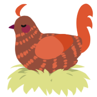 A russet and vermilion chicken with a bar pattern