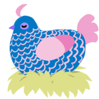 A sapphire and pink chicken with a lace pattern