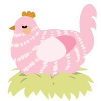 A rose chicken with a bar pattern