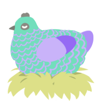 A mint and lilac chicken with a lace pattern