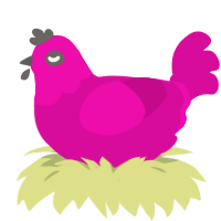 gal, a fuchsia chicken with a head pattern