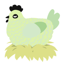 A apple and gluppy chicken with a lace pattern