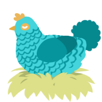 A aqua and teal chicken with a lace pattern