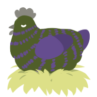 A olive and overcast chicken with a bar pattern