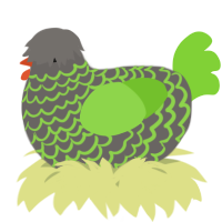 A grey and grass chicken with a lace pattern