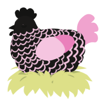 A sable and pink chicken with a lace pattern