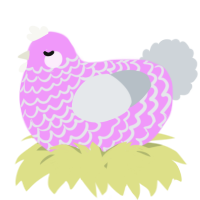 A lavender and mist chicken with a lace pattern