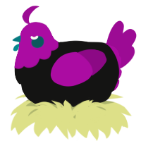 A black and plum chicken with a head pattern