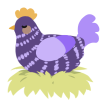 A overcast and lilac chicken with a bar pattern