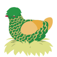 A viridian and honey chicken with a lace pattern