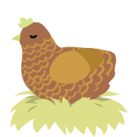 Spud, a brown and gold chicken with a lace pattern