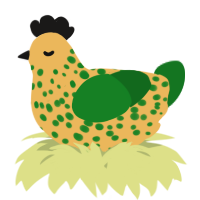 A honey and leaf chicken with a speckle pattern
