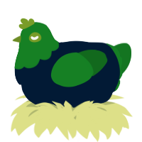 A tumblr and leaf chicken with a head pattern
