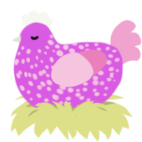Poink, a orchid and pink chicken with a speckle pattern
