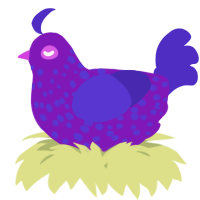 A violet and indigo chicken with a speckle pattern