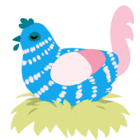 Cotton Candy, a sky and rose chicken with a bar pattern
