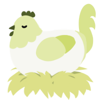 A white and lemon chicken with a head pattern
