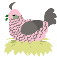 A rose and grey chicken with a lace pattern