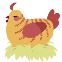 A honey and red chicken with a half-bar pattern