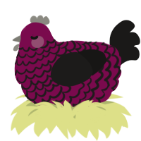 A wine and sable chicken with a lace pattern